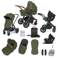 Ickle Bubba Stomp Luxe All in One Cirrus i-Size Travel System with ISOFIX Base - Woodland