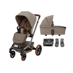 Maxi Cosi Fame Pushchair + Carrycot - Twillic Truffle - With Brown Wheels