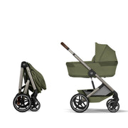 Cybex Balios S Lux Taupe Pushchair & Carrycot - Moss Green