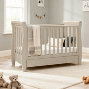 Babymore Eva Sleigh Cot Bed with Drawer - Cashmere