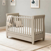 Babymore Eva Sleigh Cot Bed with Drawer - Cashmere