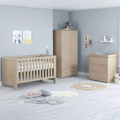 Babymore Luno 3 Piece Nursery Furniture Set – Oak