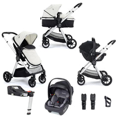 Babymore Mimi Travel System Coco i-Size Car Seat with Isofix Base - Silver