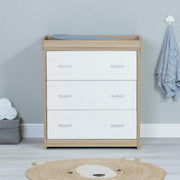 Babymore Veni 3 Piece Nursery Furniture Set with Drawer – Oak White