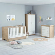 Babymore Veni 3 Piece Nursery Furniture Set with Drawer – Oak White