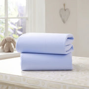 Clair de Lune 2 Pack Cotton Fitted Pram/Crib Sheets - Blue