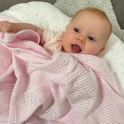 Clair de Lune Soft Cotton Cellular Pram Blanket - Pink