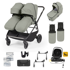 Ickle Bubba Altair Growing Families 13 Piece Travel System with i-Size Nimbus 180° Spin Car Seat & ISOFIX Base - Laurel Green