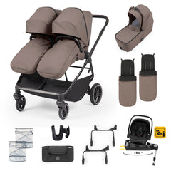 Ickle Bubba Altair Growing Families 13 Piece Travel System with i-Size Nimbus 180° Spin Car Seat & ISOFIX Base - Mink