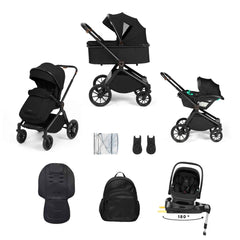Ickle Bubba Altima 12 Piece Travel System with i-Size Nimbus Car Seat & Spin ISOFIX Base - Black