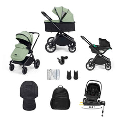 Ickle Bubba Altima 12 Piece Travel System with i-Size Nimbus Car Seat & Spin ISOFIX Base - Green