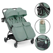 Ickle Bubba Aries Double Prime Auto-fold Stroller - Sage Green