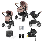 Ickle Bubba Cosmo 9 Piece Travel System with i-Size Nimbus Car Seat & Spin ISOFIX Base - Desert