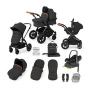 Ickle Bubba Stomp Luxe 12 Piece Travel System with Maxi-Cosi Cabriofix i-Size Car Seat & ISOFIX Base - Charcoal