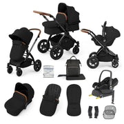 Ickle Bubba Stomp Luxe 12 Piece Travel System with Maxi-Cosi Cabriofix i-Size Car Seat & ISOFIX Base - Midnight