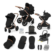 Ickle Bubba Stomp Luxe 12 Piece Travel System with Maxi-Cosi Cabriofix i-Size Car Seat & ISOFIX Base - Midnight