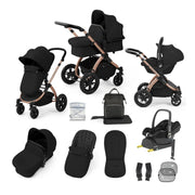 Ickle Bubba Stomp Luxe 12 Piece Travel System with Maxi-Cosi Cabriofix i-Size Car Seat & ISOFIX Base - Midnight