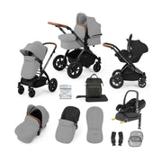 Ickle Bubba Stomp Luxe 12 Piece Travel System with Maxi-Cosi Cabriofix i-Size Car Seat & ISOFIX Base - Pearl Grey