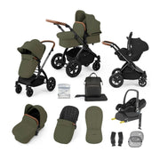 Ickle Bubba Stomp Luxe 12 Piece Travel System with Maxi-Cosi Cabriofix i-Size Car Seat & ISOFIX Base - Woodland