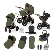 Ickle Bubba Stomp Luxe 12 Piece Travel System with Maxi-Cosi Cabriofix i-Size Car Seat & ISOFIX Base - Woodland