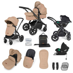 Ickle Bubba Stomp Luxe 12 Piece Travel System with i-Size Cirrus Car Seat & ISOFIX Base  - Desert