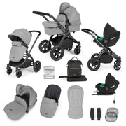 Ickle Bubba Stomp Luxe 12 Piece Travel System with i-Size Cirrus Car Seat & ISOFIX Base - Pearl Grey