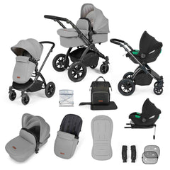 Ickle Bubba Stomp Luxe 12 Piece Travel System with i-Size Cirrus Car Seat & ISOFIX Base  - Pearl Grey