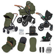 Ickle Bubba Stomp Luxe 12 Piece Travel System with i-Size Cirrus Car Seat & ISOFIX Base - Woodland