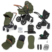 Ickle Bubba Stomp Luxe 12 Piece Travel System with i-Size Cirrus Car Seat & ISOFIX Base - Woodland
