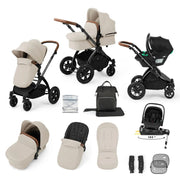 Ickle Bubba Stomp Luxe 12 Piece Travel System with i-Size Nimbus Car Seat & Spin ISOFIX Base - Stone