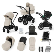 Ickle Bubba Stomp Luxe 12 Piece Travel System with i-Size Nimbus Car Seat & Spin ISOFIX Base - Stone
