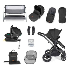 Ickle Bubba Stomp Luxe Travel System & Home 14 Piece Bundle Black Chassis - Black