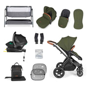 Ickle Bubba Stomp Luxe Travel System & Home 14 Piece Bundle Black Chassis - Woodland