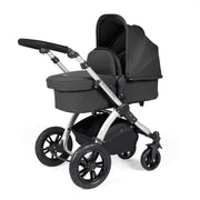 Ickle Bubba Stomp Luxe Travel System & Home 14 Piece Bundle Silver Chassis - Charcoal Grey