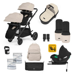 Ickle Bubba Virgo Growing Family 14 Piece Travel System with i-Size Cirrus Car Seat & ISOFIX Base - Stone
