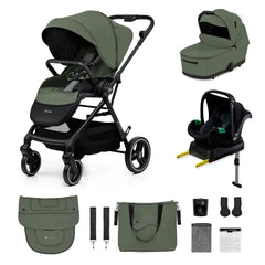 Kinderkraft Yoxi 4in1 Stroller with Mink Car Seat and Base Bundle - Mystic Green