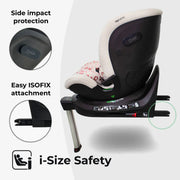 MBCS400 Spin Car Seat with Support Leg - Pink Leopard