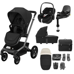 Maxi Cosi Fame 10 Piece Premium Bundle - Luxe Twillic Black