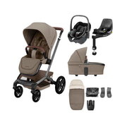 Maxi Cosi Fame Complete Pushchair Bundle with Pebble 360 Car Seat & Base - Twillic Truffle - With Black Wheels