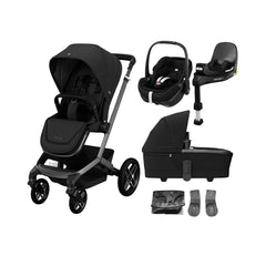Maxi Cosi Fame Pushchair Bundle With Pebble 360 Pro 2 Car Seat & Base - Luxe Twillic Black