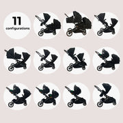 My Babiie MB33 Tandem Pushchair with Infant Carrier & Base - Black Leopard