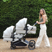 My Babiie MB33 Tandem Pushchair with Infant Carrier & Base - Ivory
