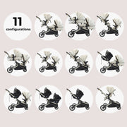 My Babiie MB33 Tandem Pushchair with Infant Carrier & Base - Ivory