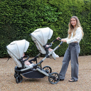 My Babiie MB33 Tandem Pushchair with Infant Carrier & Base - Ivory
