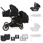 My Babiie MB33 Tandem Pushchair with Infant Carrier - Black Leopard