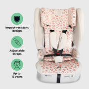 My Babiie MBCS80 Toddler to Booster R129 Foldable Car Seat with ISOFIX - Pink Leopard