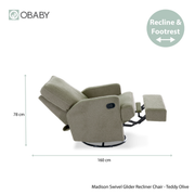 Obaby Madison Swivel Glider Recliner Chair - Teddy Olive