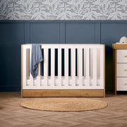 Obaby Nika Cot Bed & Under Drawer - Oak & White
