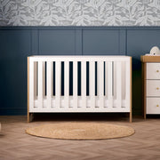 Obaby Nika Cot Bed & Under Drawer - Oak & White