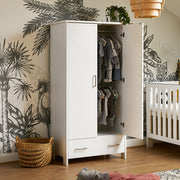 Obaby Nika Double Wardrobe - White Wash